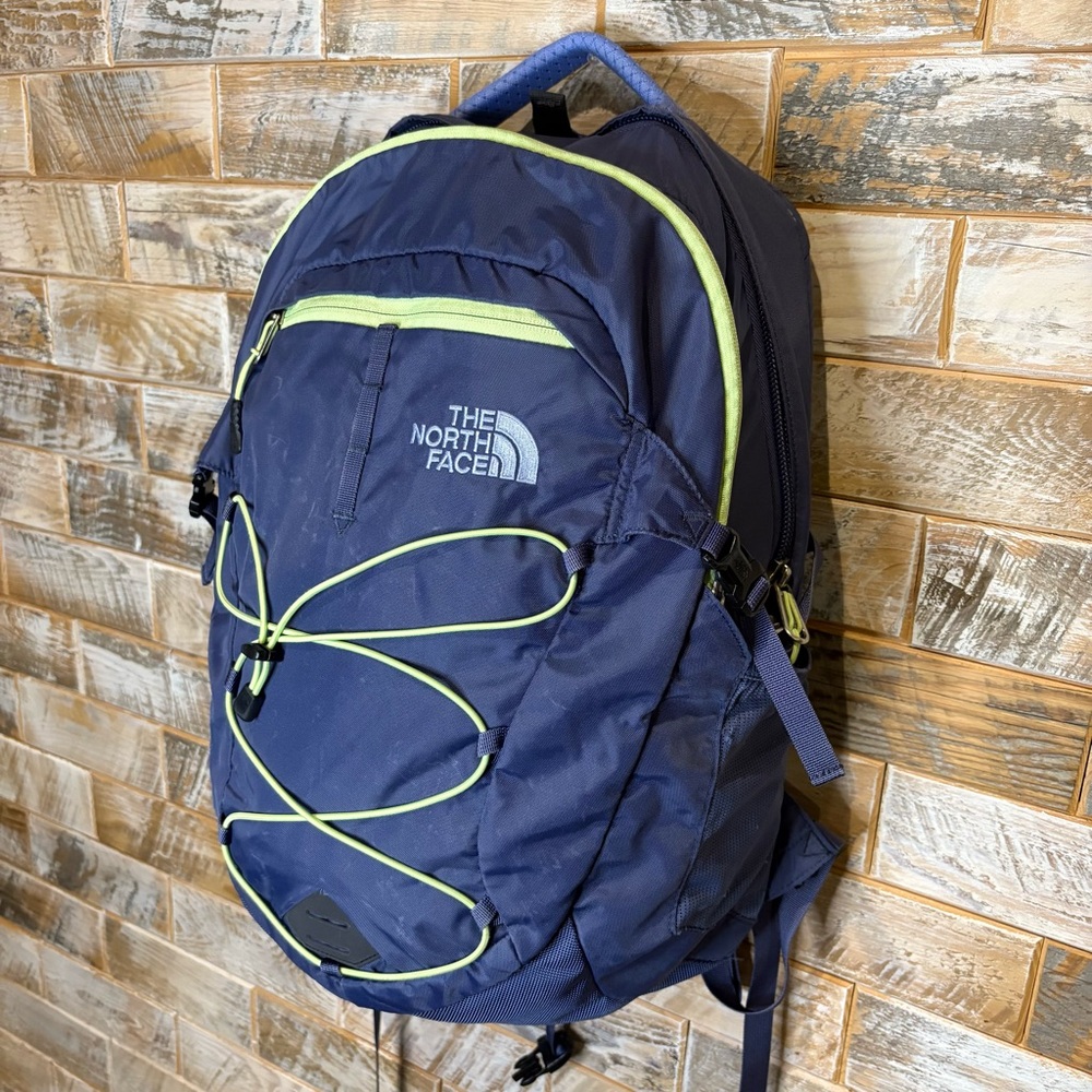 The North Face Borealis Blue and Green Backpack with Bungee Cord System